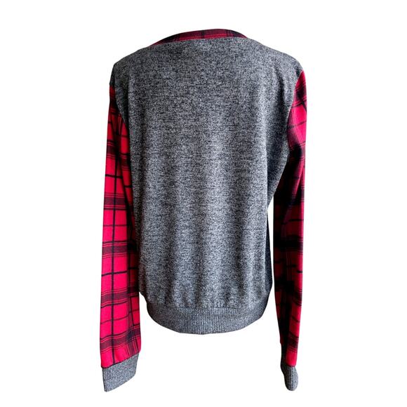 Tru Self Deer Plaid Sweatshirt, Red Black, Buck, Embellished, Holiday Sz L - Picture 3 of 8